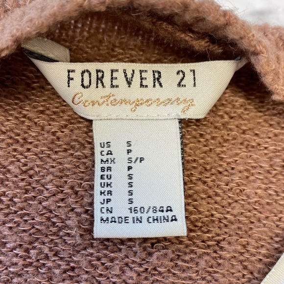 Forever 21 Taupe/ Pink Fluffy Long Open front Cardigan Size Small - Picture 10 of 15